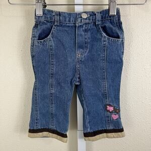 Cradle Togs Y2K Flare Jeans Baby Girl 3-6 Months Floral Embroidered Velvet Trim
